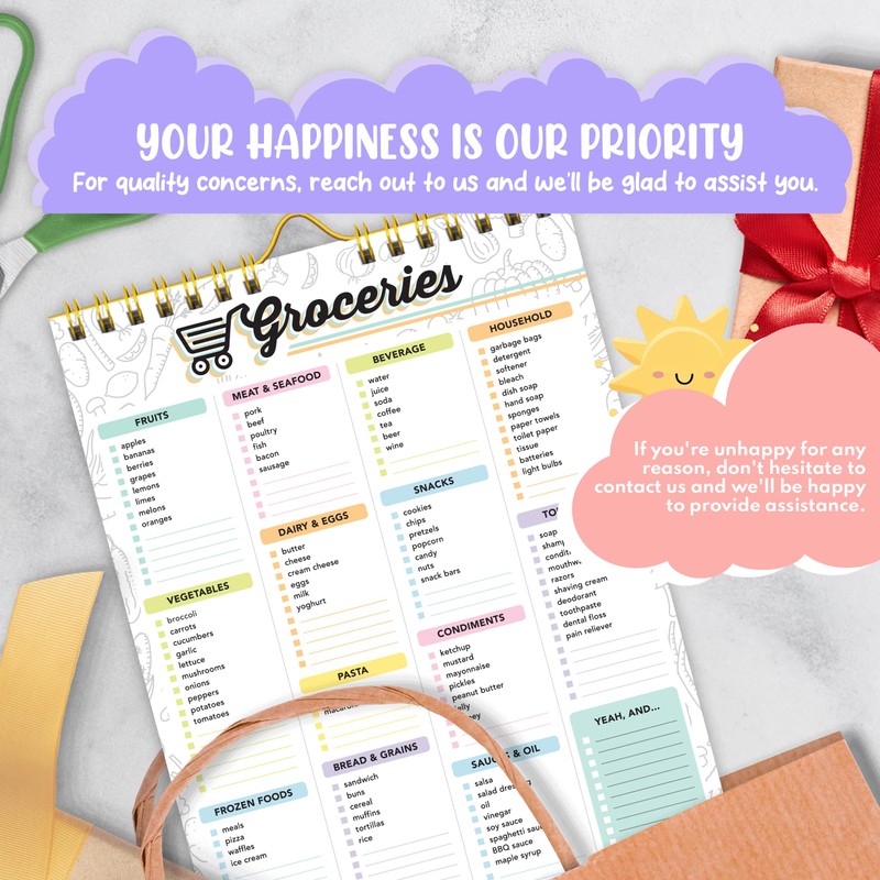 Decorably 52 Sheets Pastel Rainbow Grocery Planner Magnetic with Strong