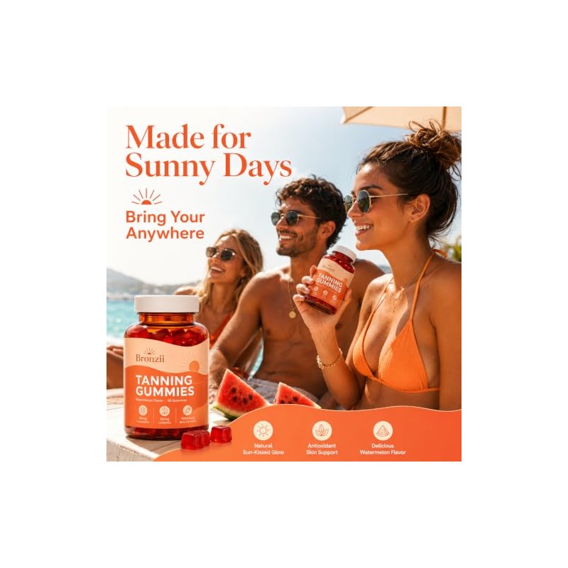 Bronzii Gomitas Bronceadoras, Gomitas Bronceadoras para Mujer, 60 Gomitas