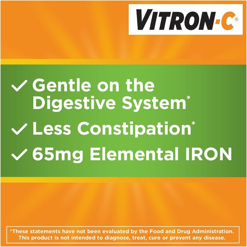 Vitron-C High Potency Iron Supplement with Vitamin C, Pack of