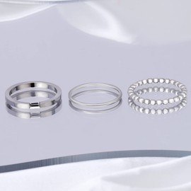 Joacii 18K Gold Plated Stackable Rings for Women Stainless Steel Engagement Ring Set Comfort Fit Size 6 to 10, Circle Zircon, Zircon gemstone.