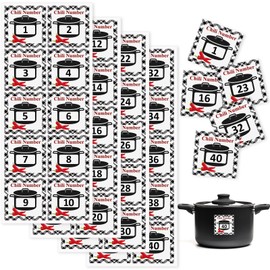 Watersay 1 to 40 Chili Cook Off Pot Number Stickers Chili Cook Off Decorations Chili Self Adhesive Number Stickers for Chili Cook Party Supplies Chili Cook Off Contest Competition