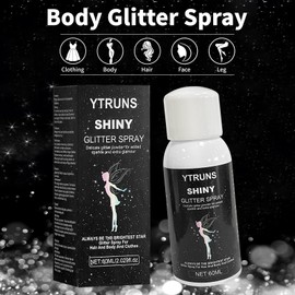 Body Glitter, Glitter Spray for Hair and Body, Glitter Spray for Clothes, Long-Lasting and Quick Drying Silver Glitter Hairspray Used for Festive Celebrations and Makeup Dances(2.03Fl Oz)