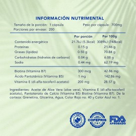 Biotina  Acido Pantotnico  200 Cpsulas  Naturagel Sin Sabor                                                                                           