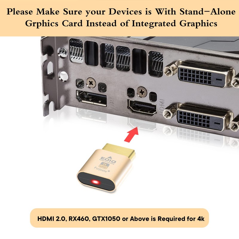 Dummy Plug Headless Ghost Display Emulator Premium Aluminium PC HDMI-Compatible