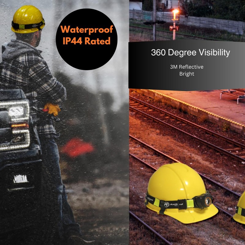 Railhead Gear LED Lightweight Headlamp, Battery Powered Industrial 200 Lumen