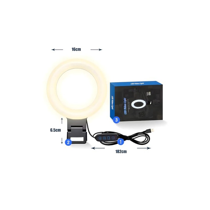 Luz de Anillo LED para selfie, Aro de luz Ajustable