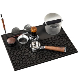 ASIUXIRS Heavy Duty Coffee Mat, 17" x 13" x 0.4", Espresso Machine Accessory, Keeps The Countertop Clean, Slip Resistant, Waterproof, And Heat-resistant. (Black)