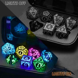 LED Dice DND Dice Set, ZHOORQI RGB Light up Dice Set D&D Rechargeable, Dungeons and Dragons Dice Accessories for Role Playing Games (KS-RGB)