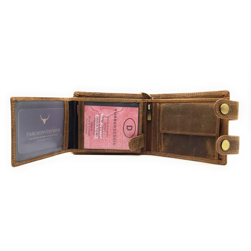 Lemasi Biker Wallet with Chain RFID Protection Hunter Leather Wallet