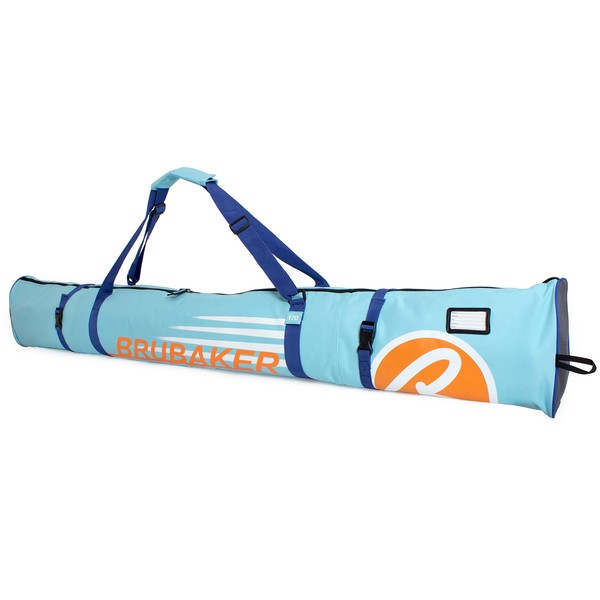 BRUBAKER Padded Ski Bag Skibag Carver Champion - Limited Edition - 190 cm / 74 3/4" Light Blue Orange