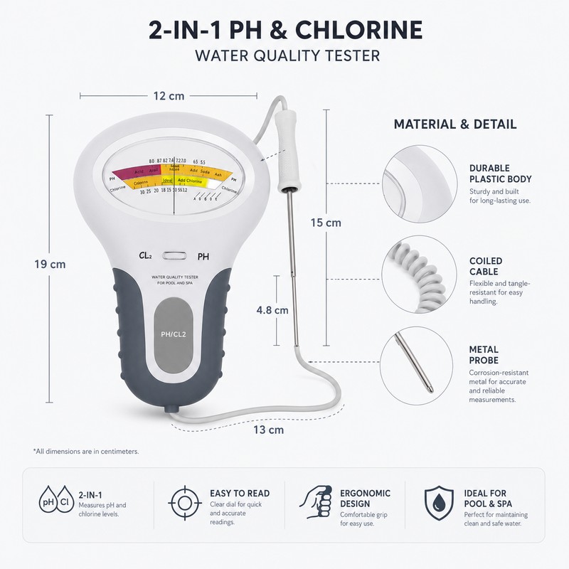 2-in-1 pH and Chlorine Meter for Pool Water Testing –