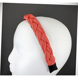 Perfect Hairstyle with Our Hair Accessories - Coral Pink Braided Headband Soft Fabric Covered Band Grip Teeth Braid 1" Wide Fashionable Hair Accessory Hair Jewelry Accessories for Lady Women