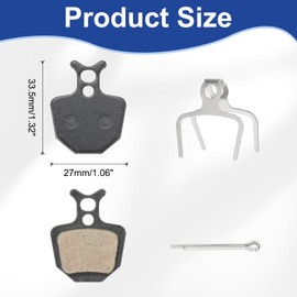 sourcing map 4set Disc Brake Pad 1.06" x 1.32" Semi-Metallic Bike Brake Pads with Spring and Pin for BB7 M355 M446 M640 Mountain Road Bikes, Black