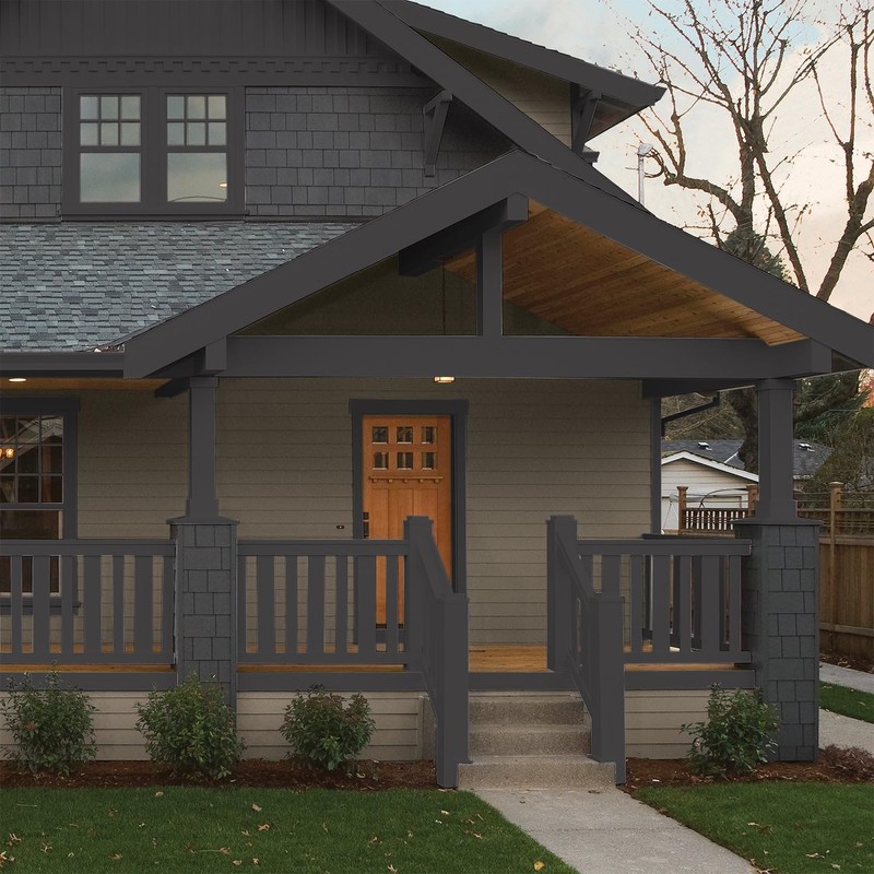 Glidden Total Exterior Paint & Primer All-in-One, Black Magic/Black, Semi-Gloss,