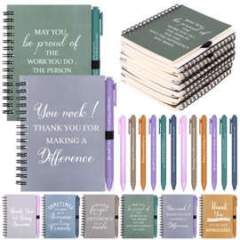 12 Sets Inspirational Quote Gift Employee Appreciation Gift Bulk Includes 12 Thank You Journals Notebooks 12 Motivational Ballpoint Pens Thank You Gifts for Coworker Teacher Volunteer Staff Colleague