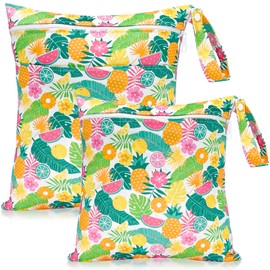HOTLIKE Nappy Bag, Pack of 2 Wetbag, Wet Bags, Changing Bag, Laundry Bag, Cloth Nappy Bags, Reusable Waterproof Organiser, Wet Bag, Dry Wet Bags, Fitness, Travel, Beach (Fruit)