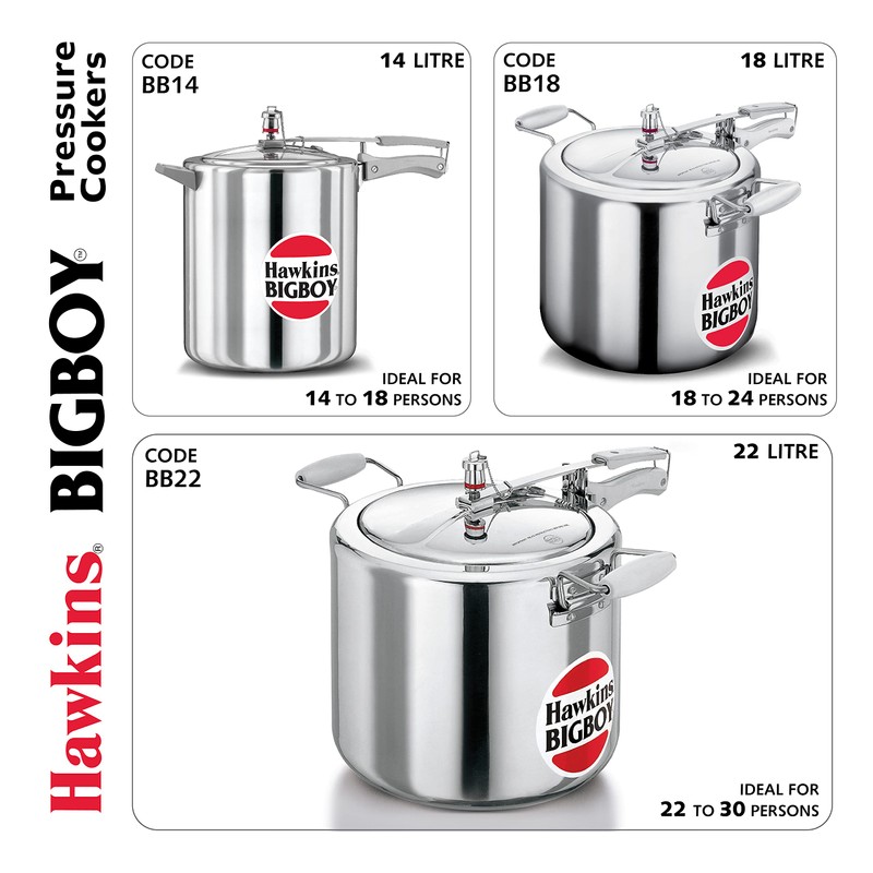 Hawkins 18 Litre Bigboy Pressure Cooker, Big Inner Lid Cooker,