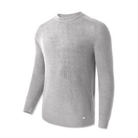 Men's Lightweight Crewneck Sweater Soft Touch Waffle Stitch Pullover for Men_Grey_Large