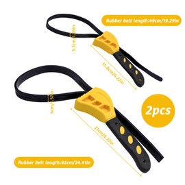 Mudoulu 2PCS Rubber Strap Wrench,520mm and 640 mm Adjustable Plumbers Wrench for for Pipes, Plumbing, Shower Head, Water Filter Oil Filter