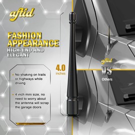 aftid Almuinum Short Antenna for 2011-2025 Ford F350 / 2010-2025 F150 Raptor / 1994-2009 Ford Mustang Accessories - Car Wash Proof Truck Antenna Replacement - 4 inch
