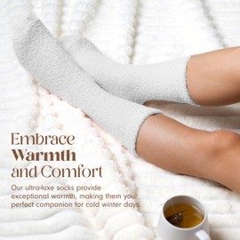 Unboxme Cloud Fuzzy Socks, Unisex Warm Cozy Sleep & Bed Slipper Socks, One Size Fits Most (US 6-12), Easter Gift-Ready, 100% Polyester, White