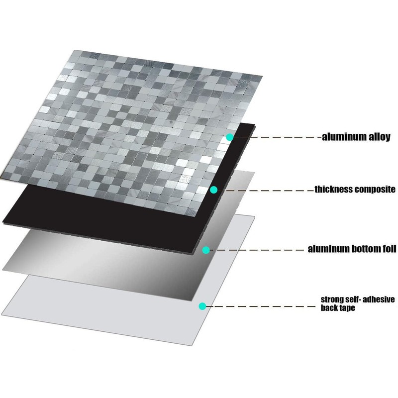 XUANINY Self-Adhesive Metal Backsplash, Peel and Stick Tile for Kitchen