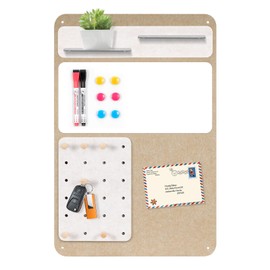 AMUSIGHT Felt Board Bulletin Board Organizer with Hooks, 24" X 16" Key Holder for Wall, Acrylic Shelves and Magnetic White Board, Foldable Cork Boards with Mail Holder for Home, School, Office