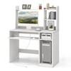 Tangkula White Desk with Hutch &Charging Station, Home Office Desk