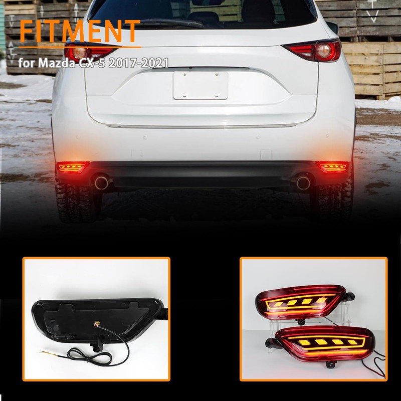 ZDEERAOTO Rear Bumper Reflector Light Fog Light DRL Lamp Feature