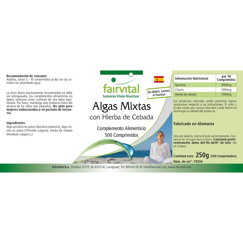 Fairvital Algae Mix with Barley Grass – Vegan – 500