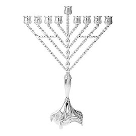 Oil Menorah Silver Plated Chabad Rambam Fits Standard Chanukah Oil Cups and Large Candles