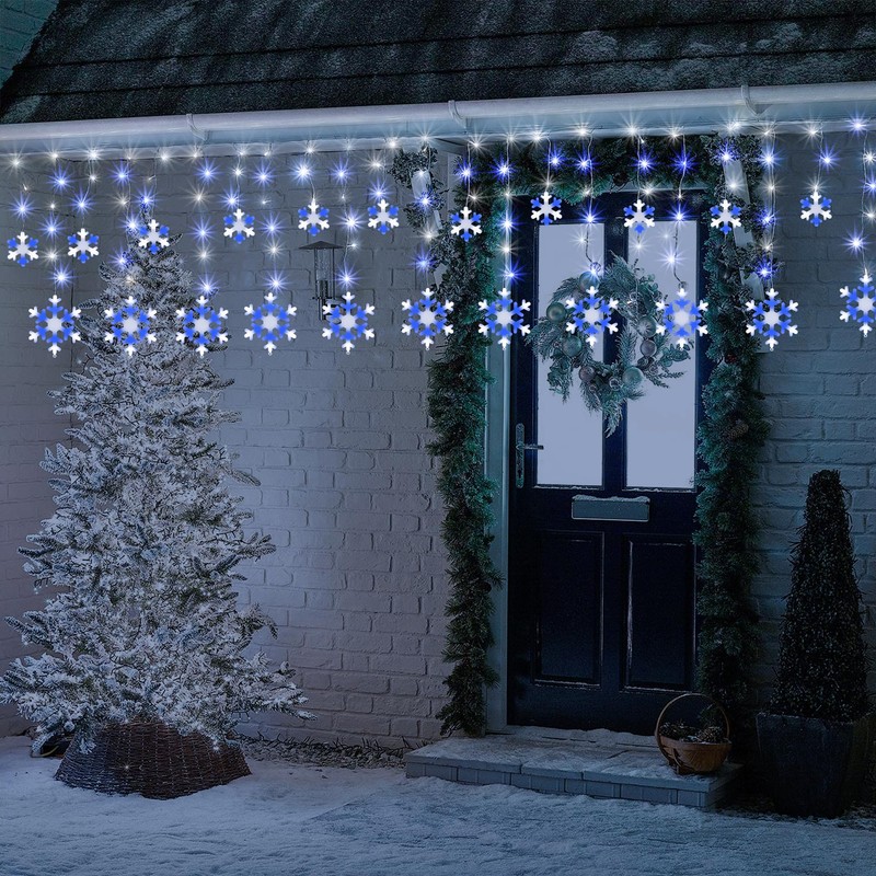 Toodour Christmas Snowflake Lights Outdoor, 17.22ft 264 LED Snowflake Icicle