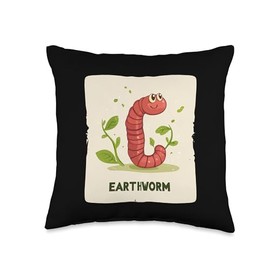 Handsome Earthworm Graphic for Soil and Garden Lovers Throw Pillow