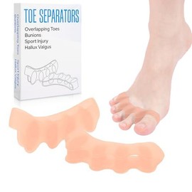 2 Spacers for Women and Men - Metatarsal Yoga Cushion Stretchers Plantar Fasciitis  Bunions Silicone Separators (beige Medium) - Color: beige, Size: Medium