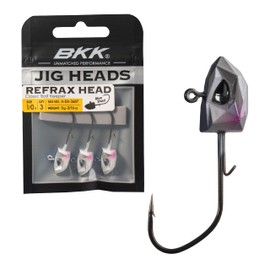 BKK Refrax Jig Head | 1X | Swimbait Fishing | 25% Stronger HCS Wire | 3D Holographic Eyes | Forged | Needle Point (Blue, 0.1875, Ounces)