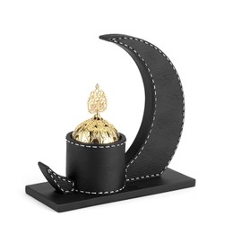 WURUIYANH Bakhoor Incense Burner, Charcoal Incense Burner, Shape of The Moon Oud Frankincense Resin Incense Burner - for Yoga, Spa and Aromatherapy, Office & Home Decor (Black)