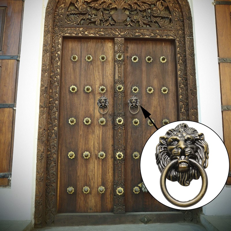 Murtenze 12 Pieces Antique Lion Head Cabinet Knobs, Ring Pulls