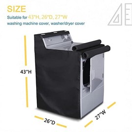 AKEfit Washing Machine Cover,Waterproof Dustproof Washing Cover with Zipper,Fit for Outside Top or Front Load Washer/Dryer,27"W x 26"D x 43"H-Black