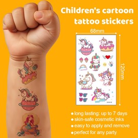GGUFAY Meerjungfrau Einhorn Tattoo Set Kinder, 20 Blätter Tattoo Kinder, Tattoo Spielzeug, Schultüte Einschulung Geschenk Mädchen, Meerjungfrau Einhorn Tattoos Deko Kindergeburtstag