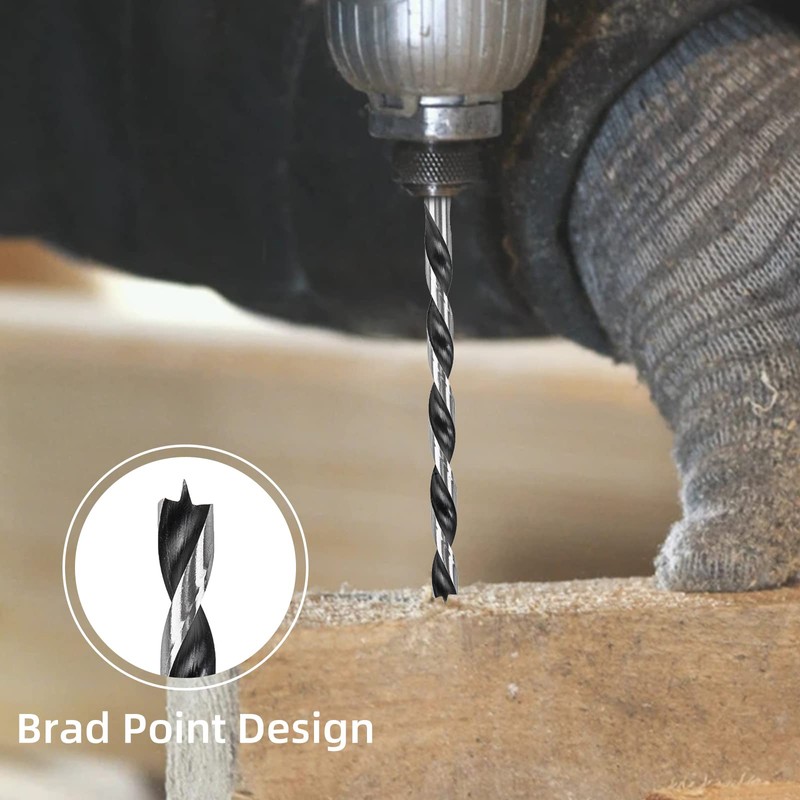 Extra Long 12inches Brad Point Wood Drill Bit Set (12