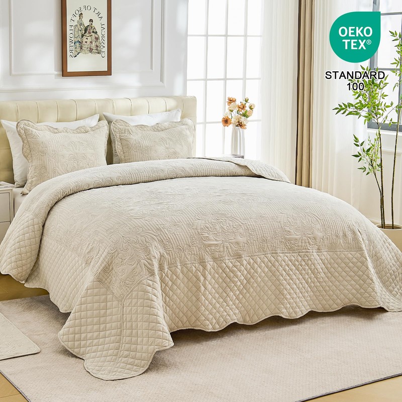 DaisyHuang Oversized King Bedspread 120×118,4 Piece Light Beige