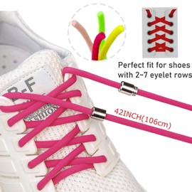 Booyckiy 4 Pairs No Tie Elastic Shoe laces - Tieless Shoelaces for Kids, Adults and Elderly, One Size Fits All
