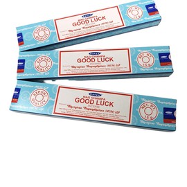 Satya Nag Champa Good Luck Incense Sticks with JRose Incense Holder 3 Pack Set 15g Boxes
