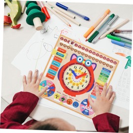 Learning Clock Calendar Toy Digital Clock Models Kids Learning Items Clock Learning for Kids Clock for Kids Ages 5-7 Kids Clock Toddler Small Clock Wood Cartoon