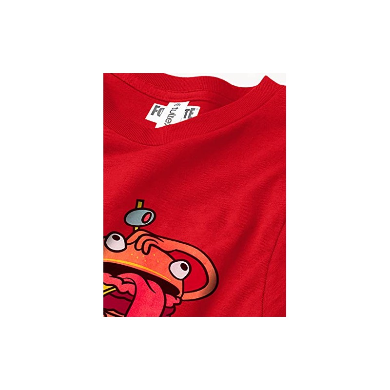 FORTNITE Durr Burger Boy's Premium Solid Crew Tee Red