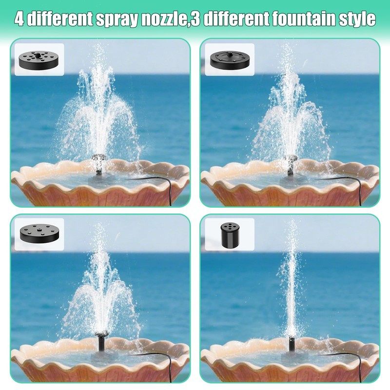Solar Water Fountain for Bird Bath with Seperate Solar Panel