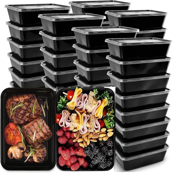 IUM IUM 50-Pack Meal Prep Containers, 26 OZ Microwavable Reusable
