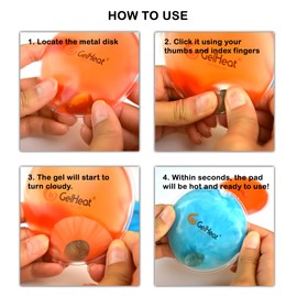 Pack of 5 GelHeat Instant Hand Warmers Round - Reusable Gel Click Heat Pads (Blue)