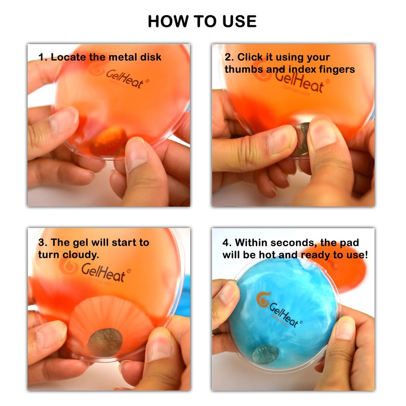 Pack of 5 GelHeat Instant Hand Warmers Round - Reusable