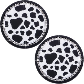 MEAJOO 2PCS Bling Silicone Cup Holder Coaster – 2.75 Inch Universal Fit, Anti-Slip & Shockproof, Cute Car Accessories for Girls (Cow Print)